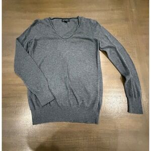 Banana Republic Charcoal Gray Cotton Blend V Neck Long Sleeve Sweater Size Small